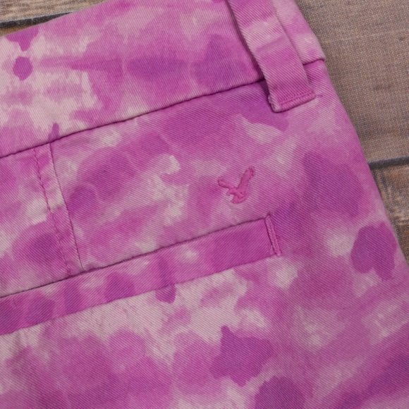 AE American Eagle Outfitters Size 0 Pink Tie Dye Stretch Shortie Booty Shorts - Picture 5 of 5